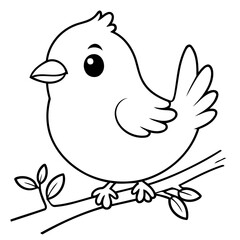 Cute vector illustration Bird doodle black and white for kids page