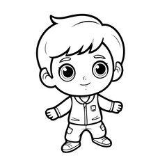 Vector illustration of a cute Boy doodle for kids coloring worksheet