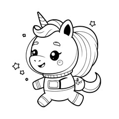 Vector illustration of a cute Unicorn doodle for children worksheet