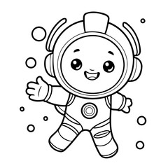 Vector illustration of a cute dogastronaut drawing for toddlers coloring activity