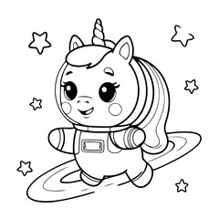 Cute vector illustration Unicorn doodle for kids colouring page