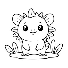 Cute vector illustration Axolotl for kids colouring page