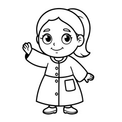 Simple vector illustration of oldwoman drawing for toddlers colouring page