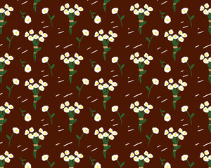 bouquet pattern design in minimalist and seamless with a maroon background