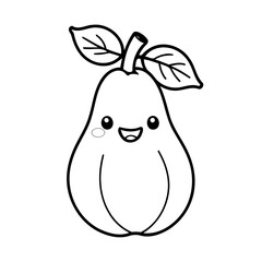 Cute vector illustration Pear drawing for toddlers colouring page