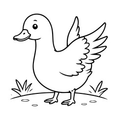 Vector illustration of a cute Goose doodle colouring activity for kids