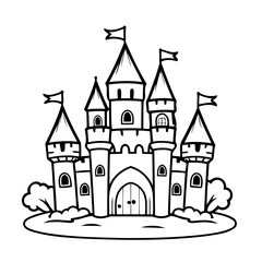 Obraz premium Cute vector illustration Castle doodle for children worksheet