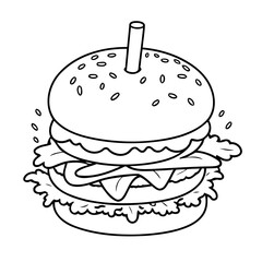 Vector illustration of a cute Burger drawing for toddlers book
