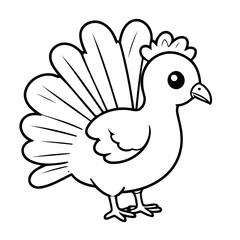 Simple vector illustration of Turkey colouring page for kids