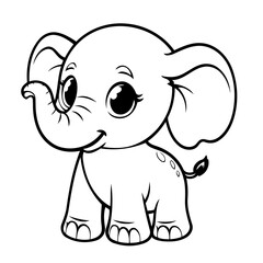 Cute vector illustration Elephant doodle for kids coloring worksheet