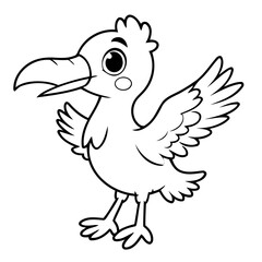 Simple vector illustration of Stork colouring page for kids