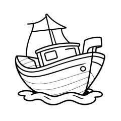 Cute vector illustration Boat drawing for toddlers coloring activity