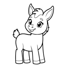 Vector illustration of a cute Donkey drawing for children page