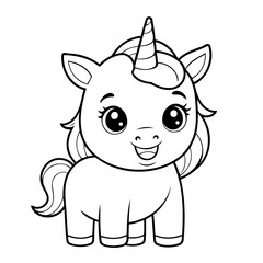 Cute vector illustration Unicorn drawing for toddlers book