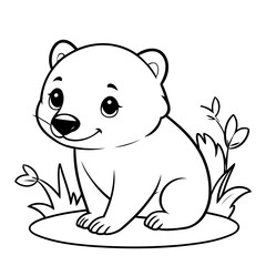 Cute vector illustration Badger drawing for toddlers colouring page