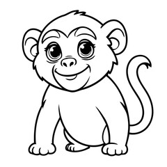 Simple vector illustration of Baboon drawing colouring activity