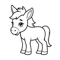 Simple vector illustration of Donkey for kids coloring page