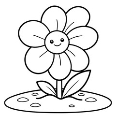 Simple vector illustration of Flower drawing colouring activity