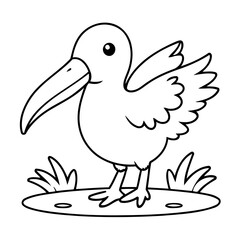 Cute vector illustration Ibis doodle colouring activity for kids