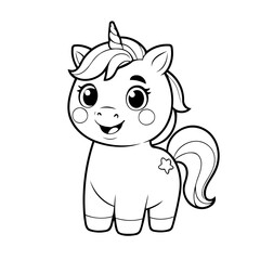 Vector illustration of a cute Unicorn doodle for kids coloring worksheet