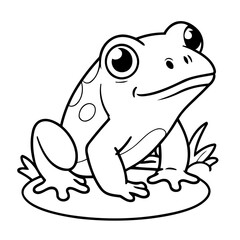 Vector illustration of a cute Bullfrog drawing for kids colouring page