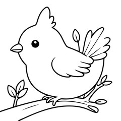 Vector illustration of a cute Bird drawing colouring activity