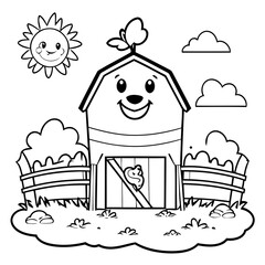 Vector illustration of a cute farm doodle for children worksheet