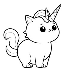 Cute vector illustration Caticorn for kids coloring activity page