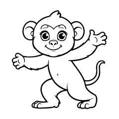 Cute vector illustration Baboon doodle for kids coloring worksheet