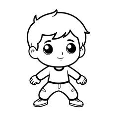 Vector illustration of a cute Boy doodle for kids coloring worksheet