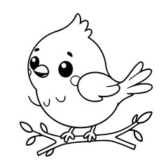 Cute vector illustration Bird drawing for toddlers colouring page