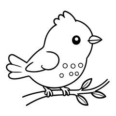 Simple vector illustration of Bird hand drawn for toddlers