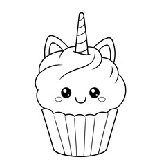Simple vector illustration of Caticorn drawing for kids page
