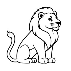 Simple vector illustration of Lion for kids colouring worksheet