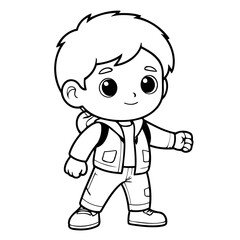 Obraz premium Vector illustration of a cute Boy drawing for colouring page