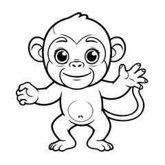 Obraz premium Simple vector illustration of Ape hand drawn for kids page