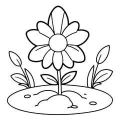 Vector illustration of a cute Flower doodle colouring activity for kids
