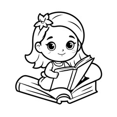 Cute vector illustration girl for toddlers colouring page