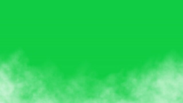Billowing Mist: Subtle Animated Fog Against Horizontal Green Screen Background, Perfect for Showcasing Objects	