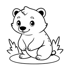 Cute vector illustration Badger drawing for colouring page
