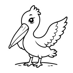 Vector illustration of a cute Pelican drawing for toddlers coloring activity