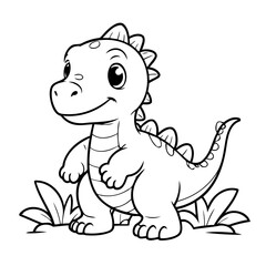 Simple vector illustration of Dino for kids coloring page