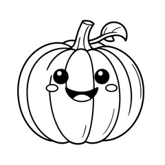Simple vector illustration of Pumpkin drawing for toddlers book