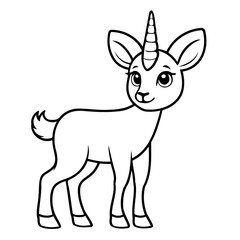 Cute vector illustration Antelope for kids colouring worksheet