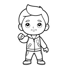 Cute vector illustration Boy drawing for kids page