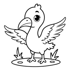 Vector illustration of a cute Stork doodle colouring activity for kids