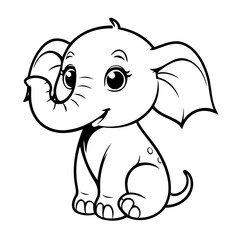 Vector illustration of a cute Elephant doodle for kids coloring worksheet