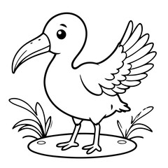 Cute vector illustration Ibis doodle for kids colouring page