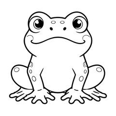 Vector illustration of a cute Bullfrog doodle for toddlers worksheet