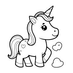 Vector illustration of a cute Unicorn doodle colouring activity for kids